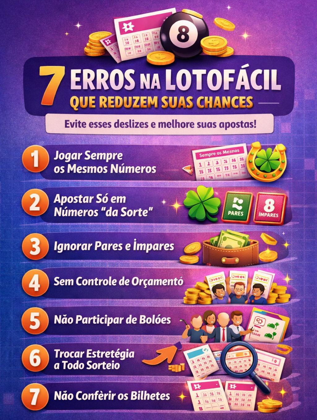 🎯 7 erros na Lotofácil que reduzem suas chances (e como evitá-los)